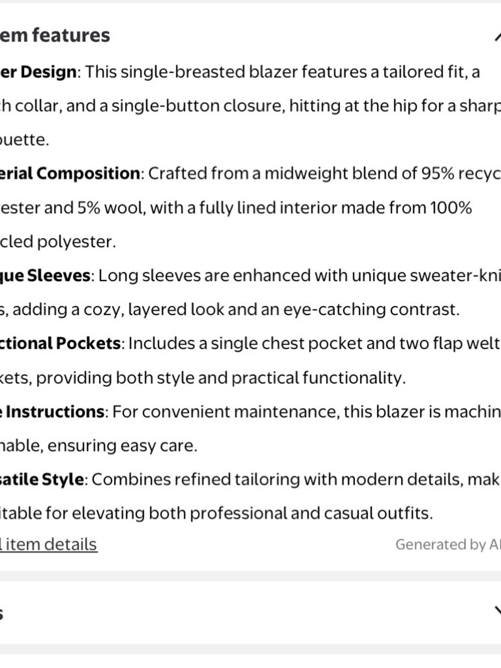 Free Assembly Grey Wool-Blend Blazer with Sweater Cuff - Picture 6 of 6